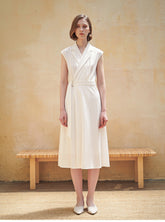 Sleeveless Wrap Midi Dress in Premium Linen with Belted Waist